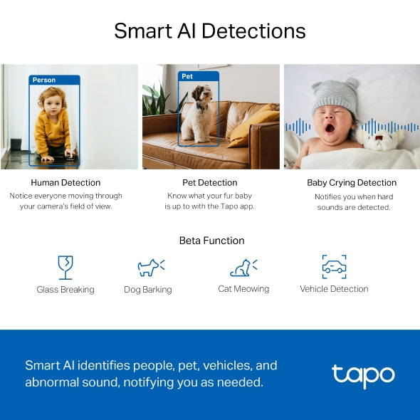 كاميرا داخلية بدقة 4 ميجا بكسل Tapo C220 متحركة كاميرا منزلية Wi-Fi