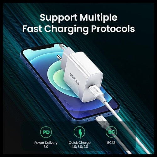 شاحن يوجرين سريع 20 واط مع كابل USB-C إلى Lightning بطول 1 متر /50698
