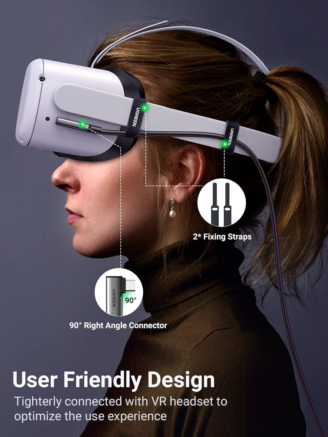 UGREEN Right Angle USB-C to USB-C VR Link Cable 5.00M / 90629