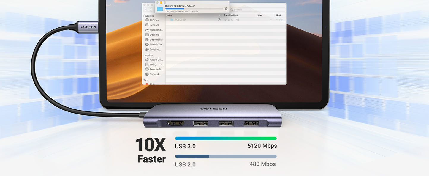 70410 / موزع من USB-C إلى 3xUSB3.0-A+HDMI+TF/SD+PD
