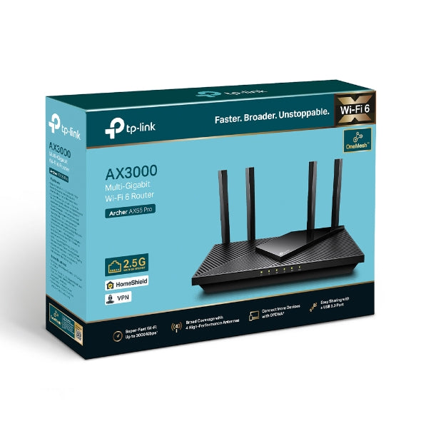 Archer AX55 Pro / AX3000 Multi-Gigabit Wi-Fi 6 Router with 2.5G Port