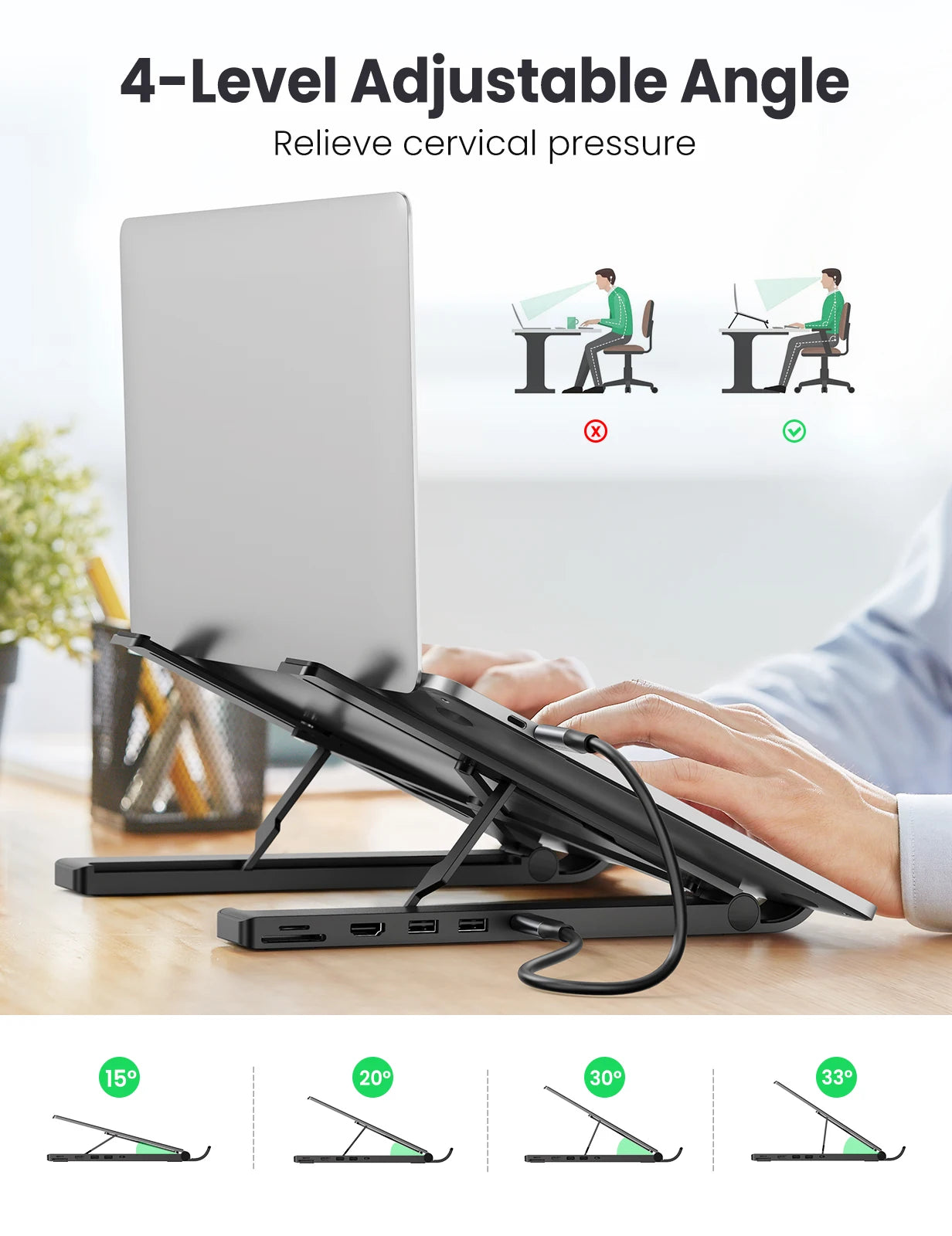 قاعدة توصيل يوجرين من تايب سي إلى 2*USB3.0+HDMI+SD+TF قارئ بطاقات /80551