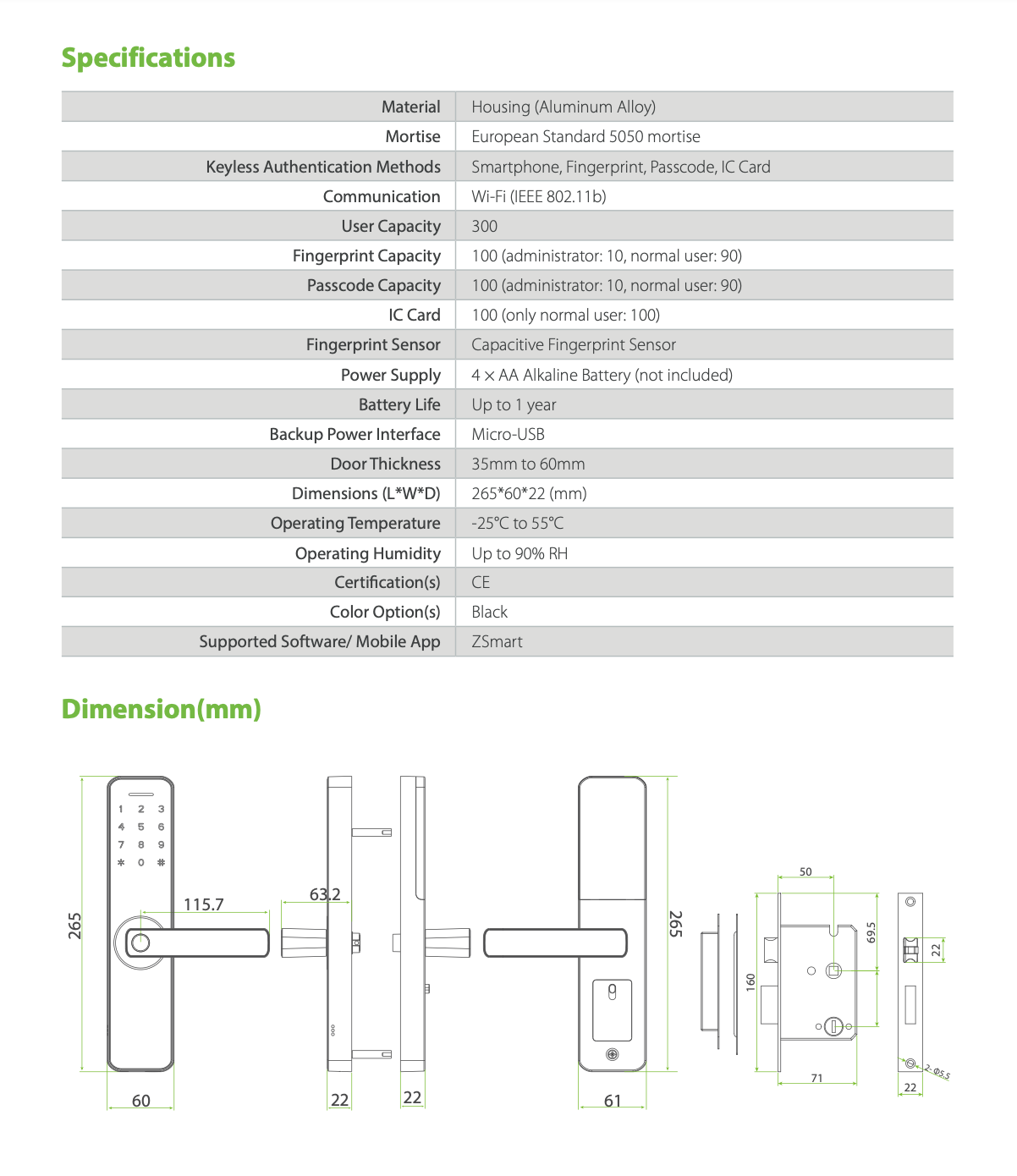 ZKTeco Fingerprint Smart Lock / ML100
