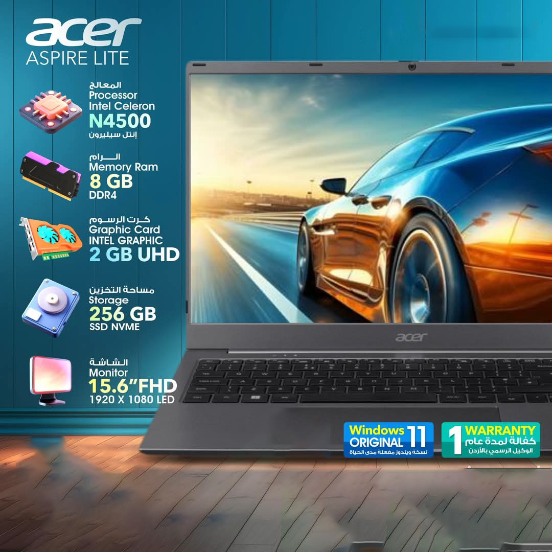 Acer Aspire Celeron 8GB Ram 256GB SSD