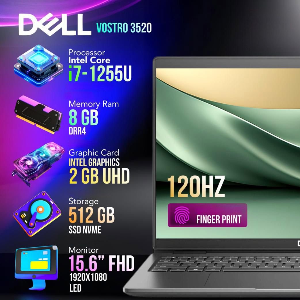 Dell Vostro 3520 i7 12th + 512 SSD + 8 GB Ram /Fingerprint