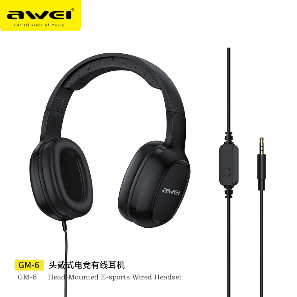سماعة رأس سلكية AWEI GM-6 مقاس 3.5 ملم مع ميكروفون