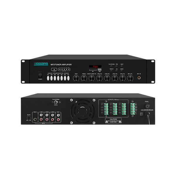 DSPPA 250W 6 zones Mixer amplifier with MP3/FM/USB/SD /MP225U