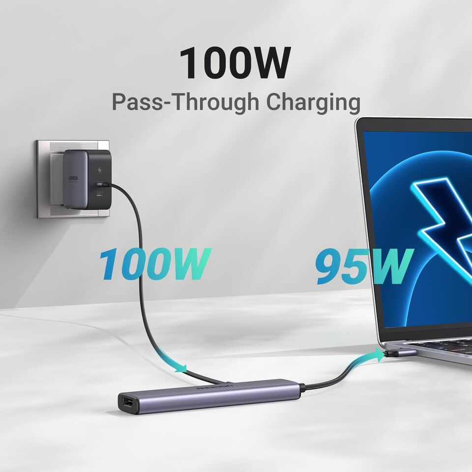 15495 / UGREEN USB-C to 1*USB 3.0 Up To 5Gpbs + 2*USB 2.0 Up To 480Mbps + HDMI Port With PD 100Watt Adapter