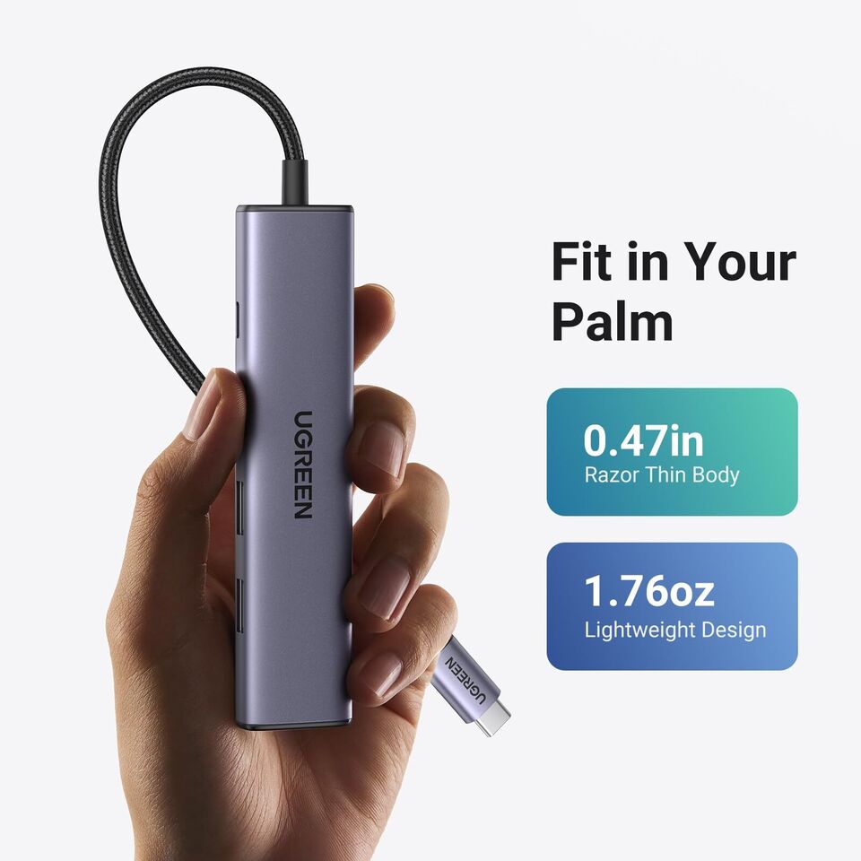 15495 / UGREEN USB-C to 1*USB 3.0 Up To 5Gpbs + 2*USB 2.0 Up To 480Mbps + HDMI Port With PD 100Watt Adapter