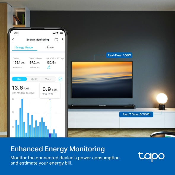 Tapo Mini Smart Wi-Fi Socket, Energy Monitoring / Tapo P110