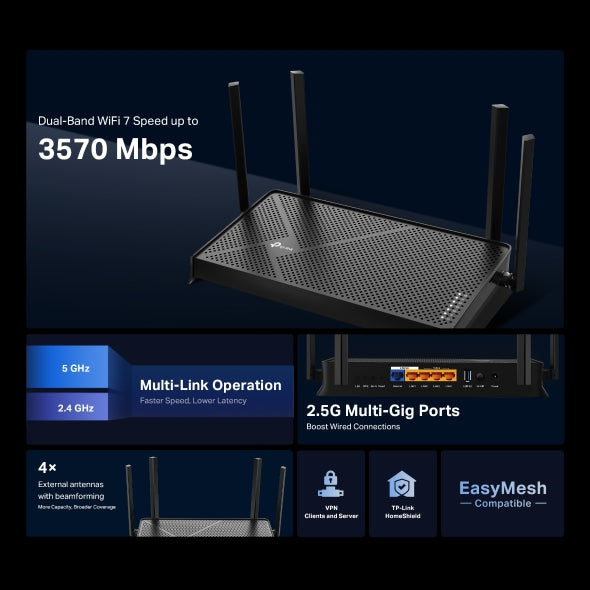 Archer BE230 New BE3600 Dual-Band Wi-Fi 7 Router