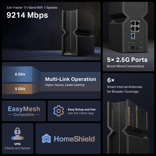 Archer BE550 New BE9300 Tri-Band Wi-Fi 7 Router