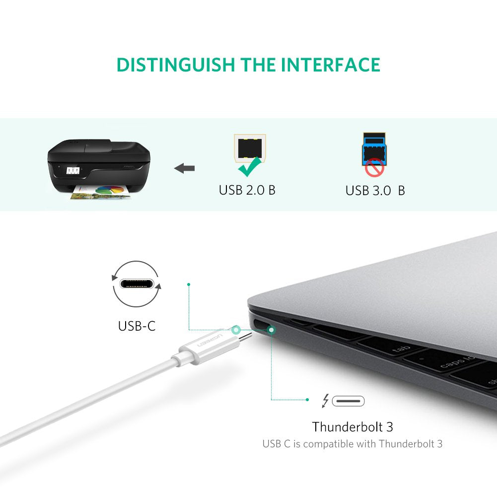 UGREEN USB-C to USB 2.0 Print Cable (1m, 2m)  / US241