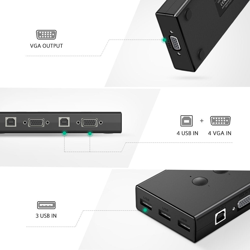 UGREEN 4-Port USB KVM Switch Box / 50280