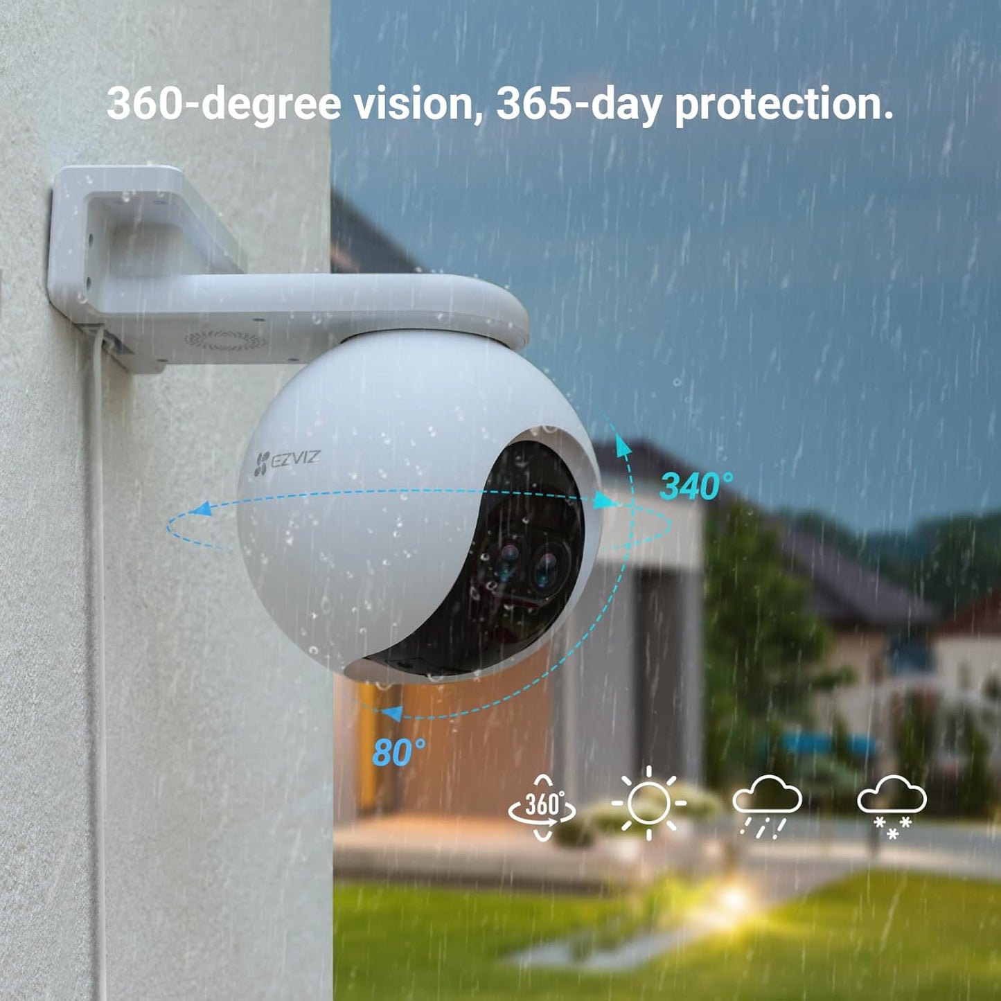 Dual-Lens, Weatherproof Pan & Tilt Wi-Fi Camera 2mp-C8PF