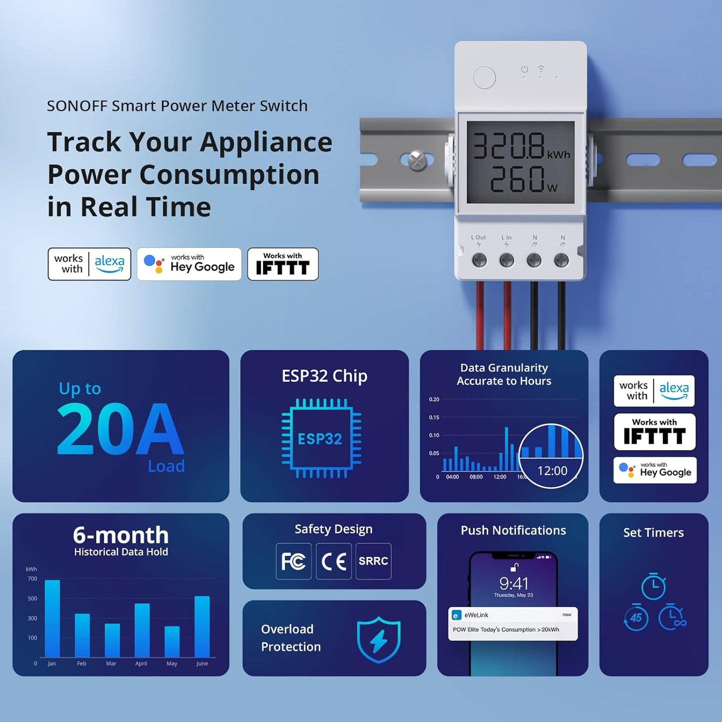 Smart Power Meter Switch 20A / POWR320D