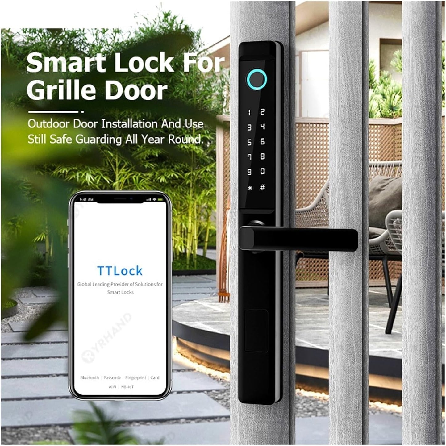 Smart Door Lock for Grille Door (Double-Sided Fingerprint) SEe40