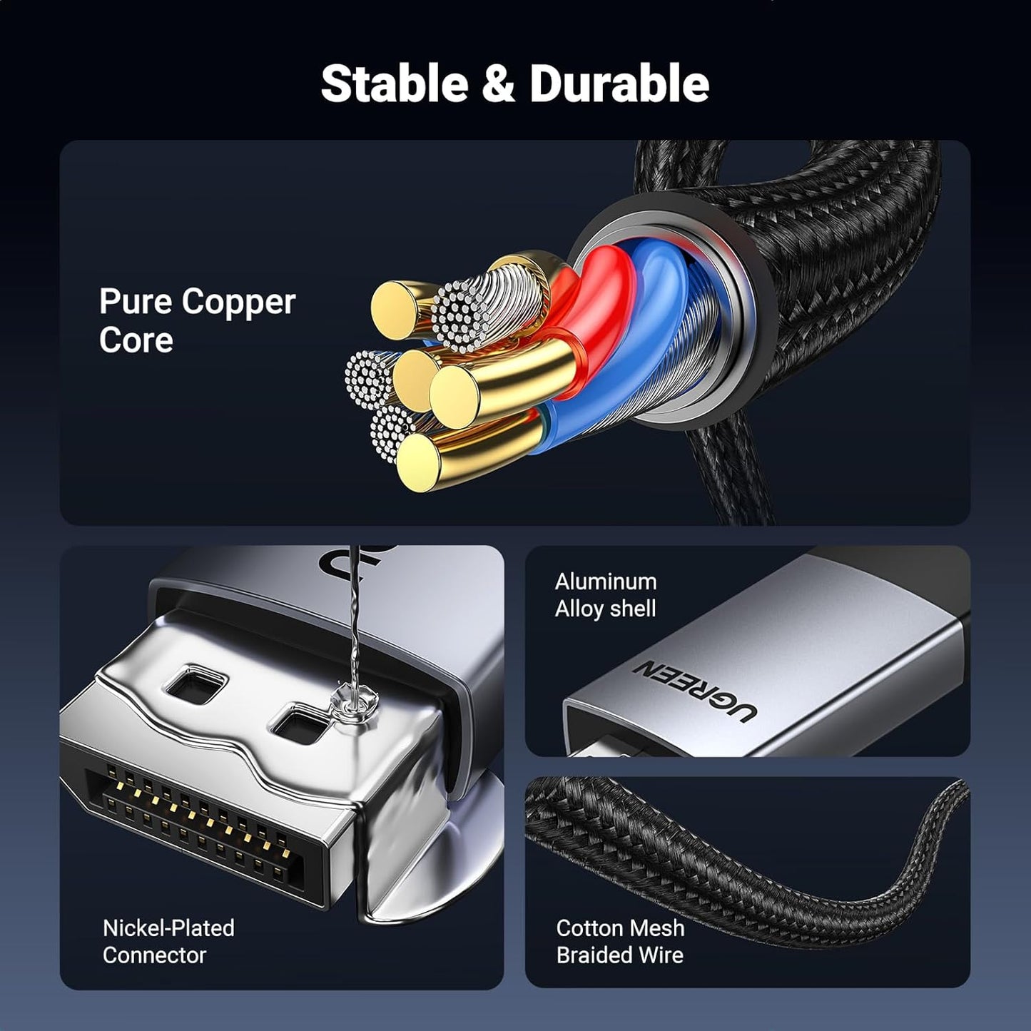 Ugreen unidirectional DisplayPort to HDMI Cable 4K 60Hz / DP119