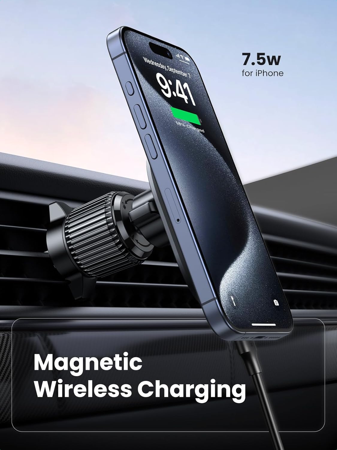 UGREEN MagSafe Car Mount Charger, Magnetic Wireless Car Charger, Fast Charge Auto-Alignment Air Vent Car Phone Holder /25925