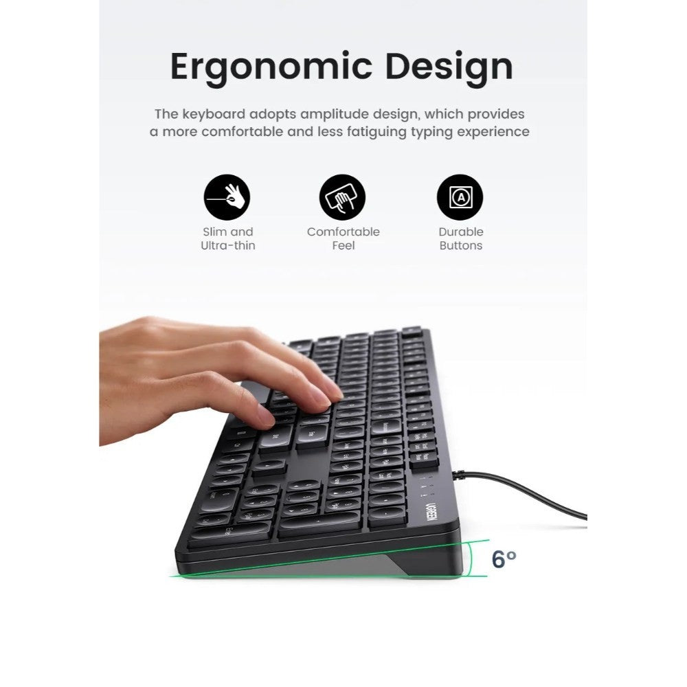 UGREEN USB Wired Keyboard wired - Chocolate Membrane keyboard / 90875