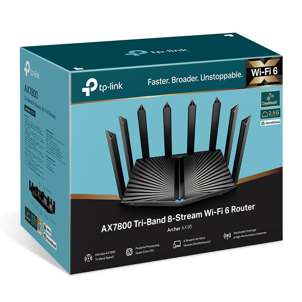 راوتر تي بي لينك  ثلاثي النطاق 8 ستريم واي فاي 6 / AX7800-AX95