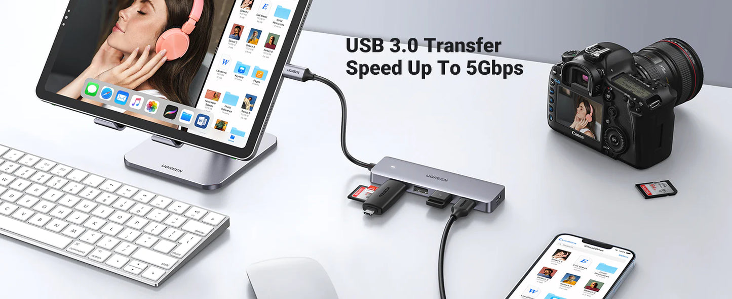 UGREEN USB-C To 4-Port USB 3.0 Hub up to 5Gpbs Hub with USB-C Power Supply /70336