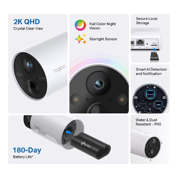 4mp Outdoor Smart Wire-Free Security Camera System, 2-Camera System Tapo C420S2