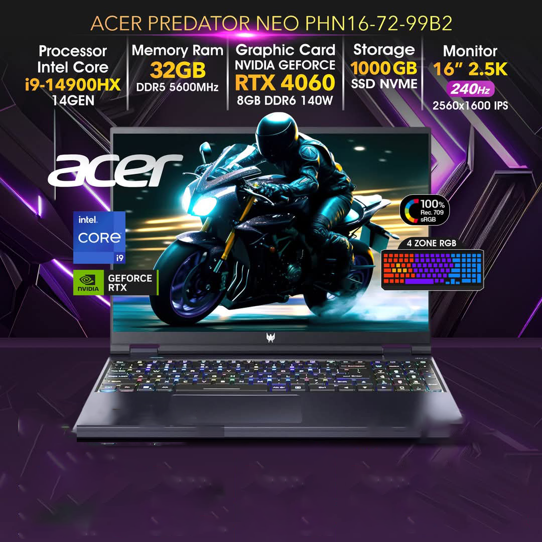 Acer Predator NEO i9-14900HX RTX 4060 32GB RAM 1TB SSD