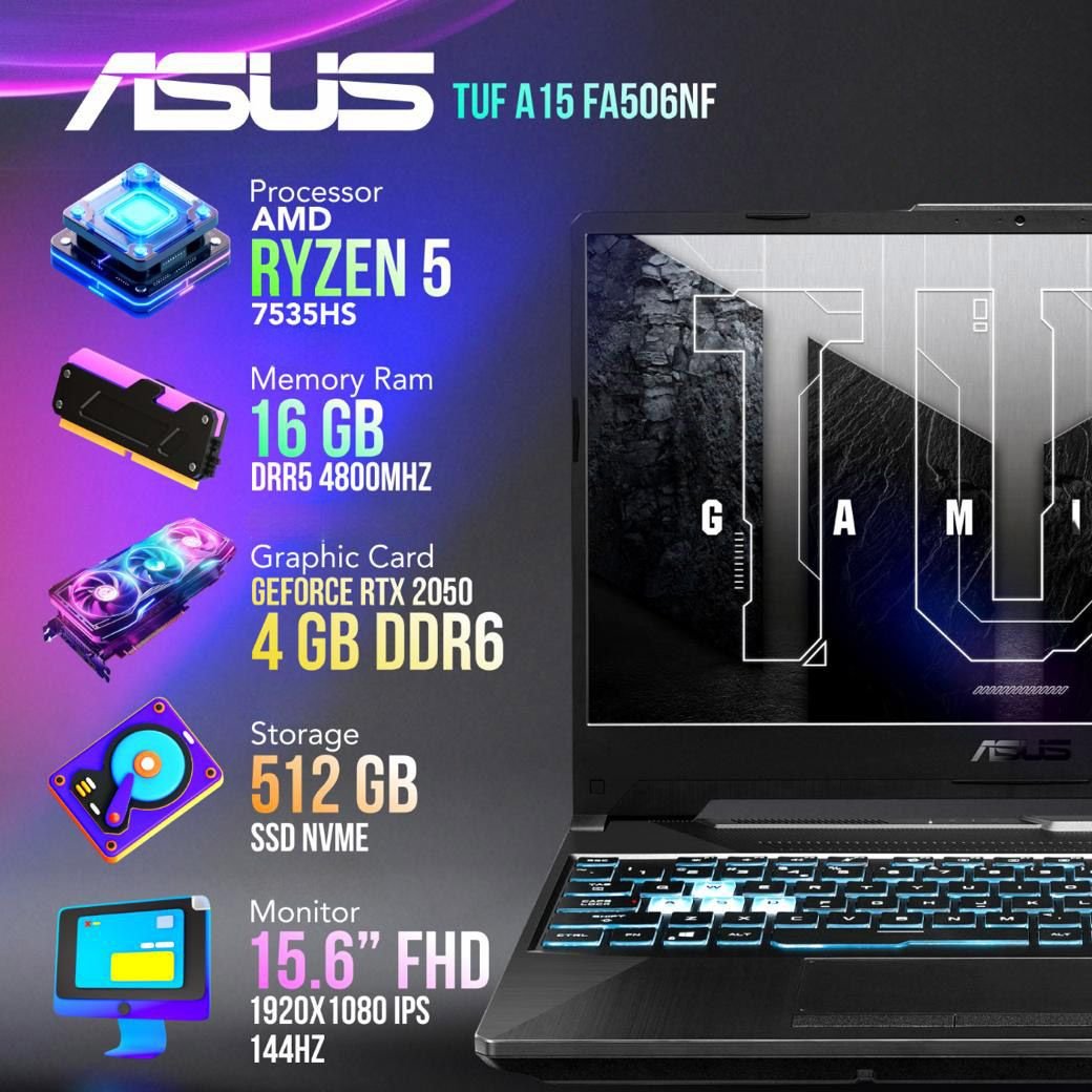 Asus TUF A15 Ryzen 5 16GB Ram /144Hz RTX 2050