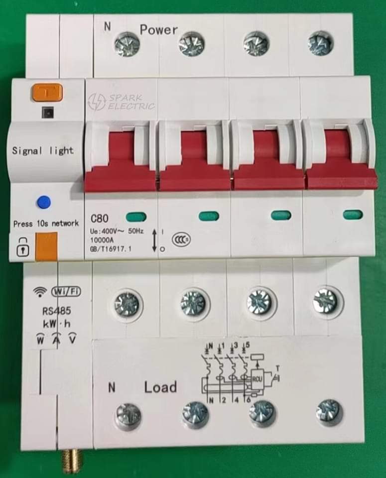 Smart Breaker 4 Pole (Handle) (90mm / 100A) (Earth Leakage/Energy Meter)