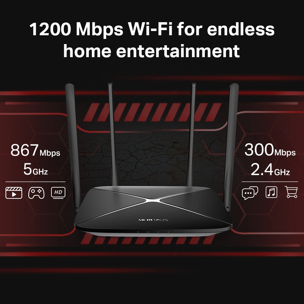 Mercusys AC1200 Dual Band Gigabit Router / AC12G