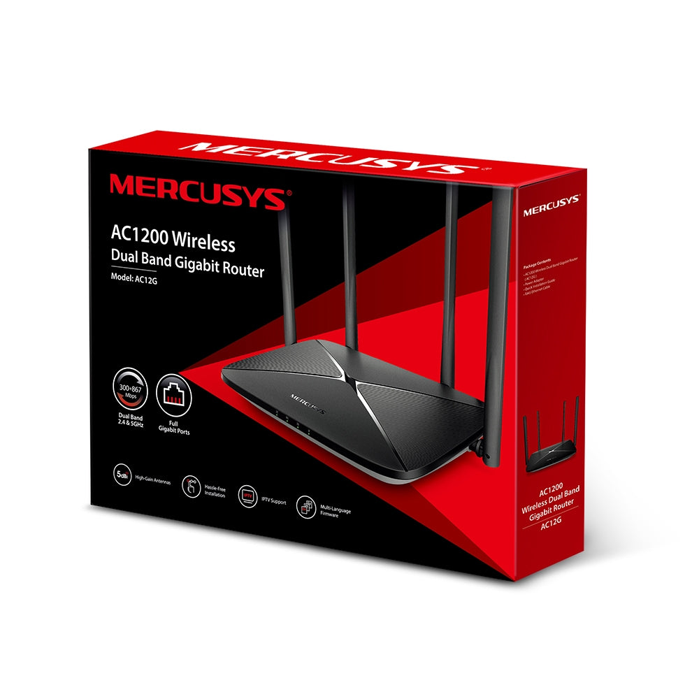 Mercusys AC1200 Dual Band Gigabit Router / AC12G