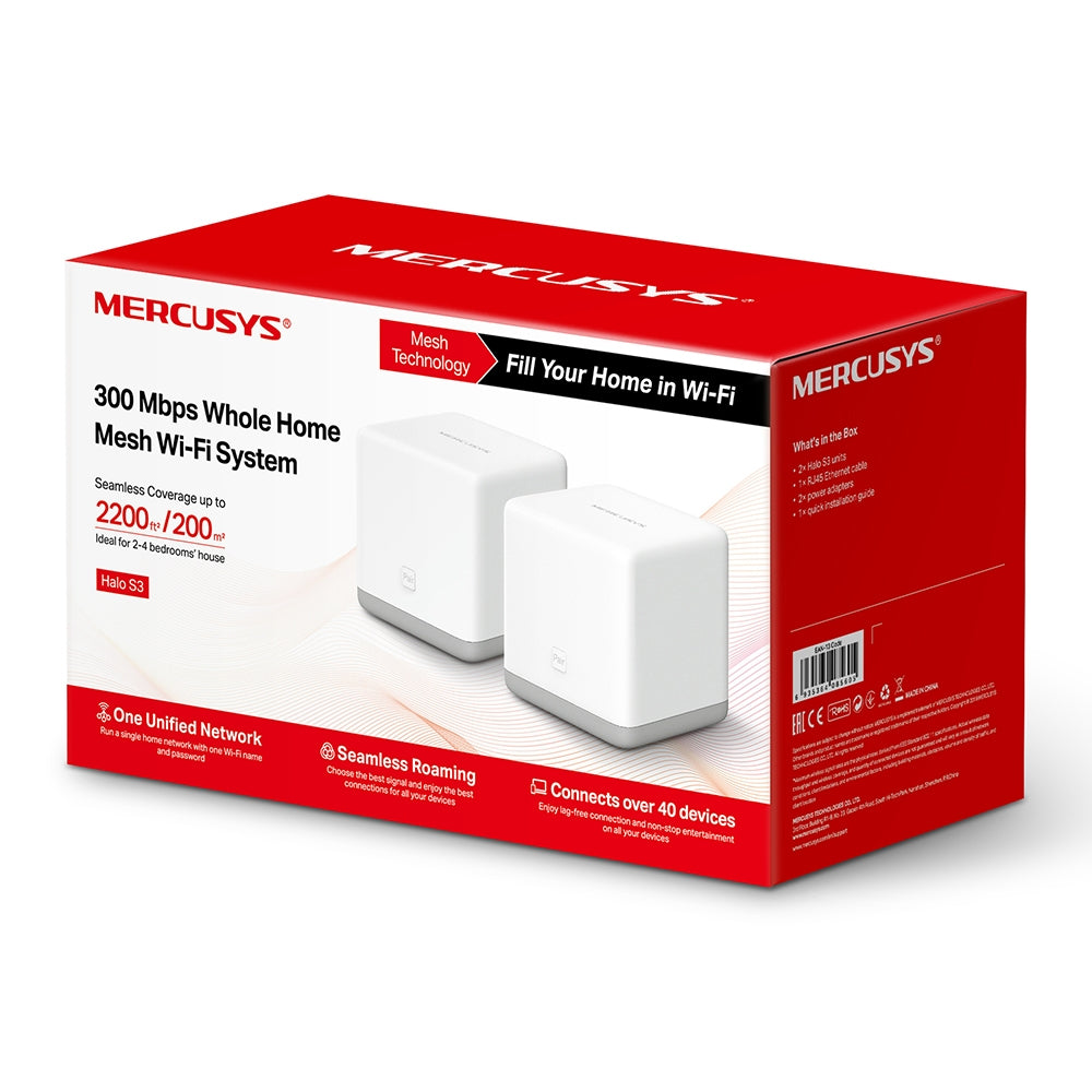 Mercusys 300 Mbps Whole Home Mesh Wi-Fi System / Mercusys Halo S3 (2-pack)