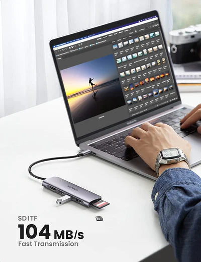 UGREEN USB-C to 3 Ports USB3.0-A Hub + HDMI + TF/SD With PD / 70410